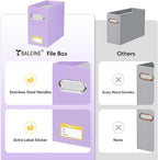 BALEINE File Organizer Box, Cardboard File Folder Organizer with Handle for Letter Size, Portable Collapsible Hanging Filing Box for Home Office Document Storage (4 Pack, Lavender)