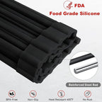 MERRYBOX Roll Up Over The Sink Dish Drying Rack Silicone Wrapped Foldable, Heat-Resistant, Anti-Slip Sink Rack Multipurpose Dish Drainer for Kitchen Sink Counter - Black, 17.5" x 11"