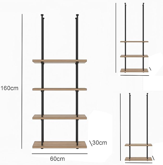 Ceiling Shelf, Ceiling Mount Storage Rack with Wooden Boards Hanging Storage Rack for Display Plants,Wine,Books, Quick Installation (Color : B, Size : 3 Layer)