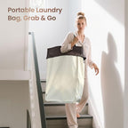160L Laundry Basket with Wheels, 2-section Rolling Laundry Basket, Large Laundry Hamper with Wheels, Rolling Laundry Hamper Clothes Hamper for Home, Bathrooms and Dorm(Beige)