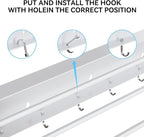 Collapsible Laundry Drying Rack Wall Mounted - 34.65 Inch Metal Clothing Drying Rack with 6+6 Hooks, Retractable Foldable Dryer Racks for Laundry Drying Indoor, Heavy Duty Towel & Coat Hanger