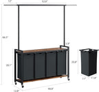 IDEALHOUSE Laundry Sorter 4 Section with Hanging Rack, Rolling Laundry Sorter Hamper with Shelf & Lockable Wheels,Laundry Basket Organizer for Laundry Room, Bedroom, Bathroom