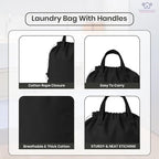 LFH Home Large Premium Cotton Canvas Laundry Bag with Drawstring and Handles Heavy Duty, Multi-Use, and Washable for Home, Travel, College or Storage 28x40 (Pack of 4)-Black
