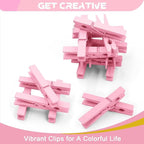Pink Clothes Pins Wooden 100 Pack, Colored Clothespins for Craft Art Baby Shower Classroom 2.9 Inch