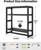 Bathroom Shelves Towel Racks Over Toilet Storage with Towel Bar 3 Tier Floating Wall Mounted Space Saving Bamboo Paper Holder for Bathroom Laundry Room Kitchen Organizers (Black)