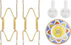 2 Pack Plate Hangers for Wall, Suitable for 4-5 inch Art Plate, Stainless Steel Invisible Heavy-Duty Wire Plate Holder with Wall Hooks, Display Hanger for Decorative Plates/Dishes/Platters(Gold)