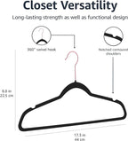 Amazon Basics Slim Velvet Non-Slip Space Saving Suit Clothes Hangers for Closet Organization, Black/Rose Gold, 50-Pack