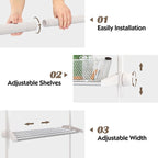 YeYeBest Over The Toilet Storage, Bathroom Organizer 4-Tier Adjustable Shelves for Small Room, Saver Space, 91 to 124 Inch Tall Stainless Steel White
