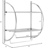 Tangkula Wall Mount 2 Tier Bathroom Shelf with Bars, 18" W X 10" D X 22" H, Home Toilet Double Layer Rustproof Chrome Shelf