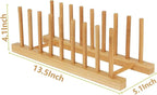 Bamboo Wooden Dish Racks for Kitchen Counter, Plate Organizer for Cabinet Stand Drainer Storage Holder Organizer for Dish, Pots, Lids, Bowls, Cups, and Cutting Boards and Books