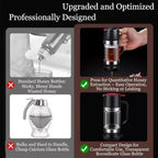 No-Drip Honey Dispenser, 2026 New Glass Honey Dispenser, No Drip Glass Honeys Dispensers with Stand, Maple Syrup Dispensers, Syrup and Jam, Honeys Container with Handle (Yellow)