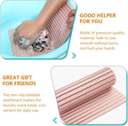 Folding Silicone Non-Slip Small Laundry Washing Board Household Hand Wash Scrubbing Mat with Drainage Pink