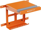 Mount-It! Bike Wall Mount Rack with Shelf and Hooks, Horizontal Indoor Bike Rack Garage Home, Space Saving Wall Mounted Hanger for a single Road, Mountain or other Bicycle with Extra Storage, Orange