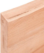 vidaXL Solid Wood Bathroom Countertop, Versatile Light Brown Oak Top for Bathroom Vanity or Desk, Handmade Live Edge