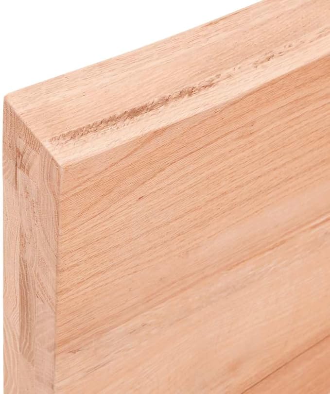 vidaXL Solid Wood Bathroom Countertop, Versatile Light Brown Oak Top for Bathroom Vanity or Desk, Handmade Live Edge