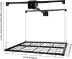 Overhead Garage Storage Rack, 48 * 48in Metal Garage Ceiling Rack Adjustable Organization System 300 Lb Weight Capacity Dual-Rope Design Rotating Handle for Storing Tools and Items