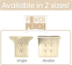 BeraTek Power Perch Wall Outlet Shelf with Cord Storage Strap - Declutter & Reclaim Bathroom Counter Space - Echo Dot Stand, Homepod Mini Wall Mount, Smart Home Devices Organizer - Almond, 1-Pack