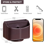 Fanousy 360° Rotating Remote Control Holder, PU Leather TV Remote Caddy Organizer Basket Storage Box with 5 Compartments for Pen, Pencil, Art Supplies, Makeup Brush, Office Desk Table Accessories