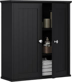 Meilocar Bathroom Wall Cabinet, Bathroom Cabinet Wall Mount, Over Toilet Space Saver Storage Cabinet, Wood Medicine Cabinets, Black
