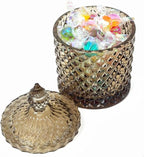 Colorful Glass Jar With Lid,Candy Cookie Jars,Jewelry Box,Buffet Jar Biscuit Containers Food Storage,Cottage Core Decor(Tawny)
