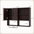 Medicine Cabinet, Wooden Bathroom Wall Cabinet with 2 Doors, Adjustable Shelves & Towel Bar, Over Toilet Storage Cabinet Wall Mounted for Kitchen & Laundry, Espresso