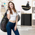 BlissTotes Laundry Basket with Lid, 150L Clothes Laundry Hamper with Handles and 2 Removable Laundry Bags, Breathable Design Hamper with Lid for Bedroom, Bathroom, Dorm, Laundry Room -Black