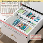 3 Pcs Expandable Drawer Organizer Bins Adjustable Deep Drawer Hanging Organizer Tray Expandable 11.4 to 18.1 Inches Plastic Dividers Storage for Office Bathroom Bedroom Kitchen Desk, White