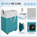 HomeHacks 75L Rolling Laundry Basket with Wheels, Collapsible & Waterproof Laundry Hamper, Mobile Clothes Hamper, Storage Laundry Bins with Handles for Laundry Room, Bedroom, Bathroom & Dorm, Green