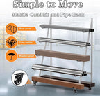 Heavy Duty Horizontal Storage Rack with 3 Inch Wheels 2 Fixed & 2 Swivel, Mobile Material Handling Conduit Pipe Rack Holds up to 2000lbs, 4.2ft x 2.1ft x 5.2ft