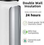 Fanhaw 40 oz Insulated Stainless Steel Water Bottle with Chug Lid, Leakproof & Sweat-Free Extra-Large Metal Bottle for Outdoor, Hiking & Gym (White)