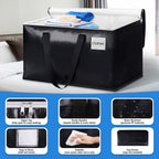BlissTotes Moving Bags, Heavy Duty Moving Boxes with Zippers Top and Sturdy Handles, Storage Bags for Space Saving and Packing, Collapsible Moving Supplies, Storage Totes (93L, 8-Pack, Black)