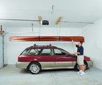 HARKEN Hoister Lightweight Cargo Carrier Overhead Garage Storage 4-Point Hoist System for 60lb Carriers, Kayaks, Canoes, Surf & Paddle Boards, Storage (60lb Capacity, 10ft Ceiling), Model 7801