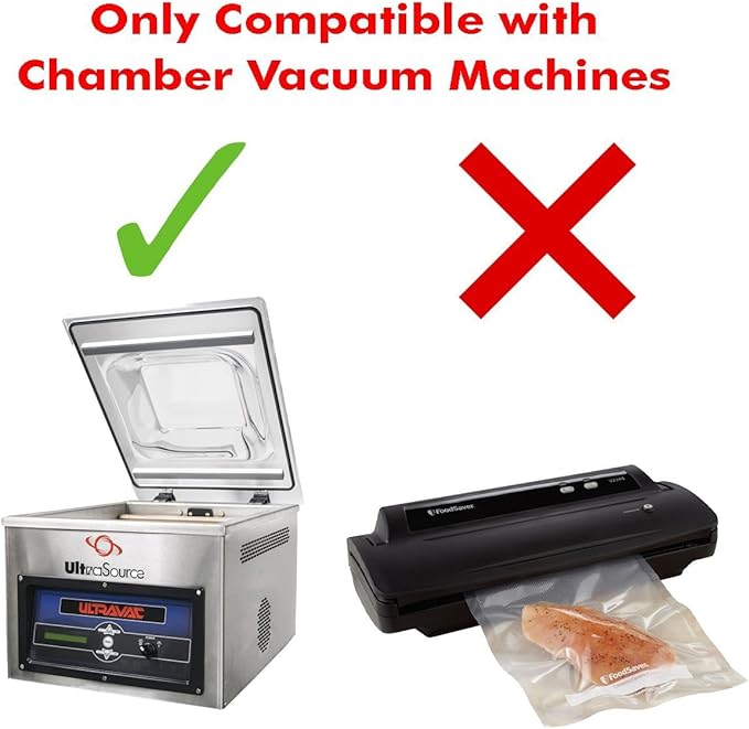 UltraSource - Chamber Machine Pouches 3 Mil Thickness, 8" x 30", Pack of 500 Vacuum Chamber Pouches, BPA-Free Pre-Cut Chamber Vacuum Sealer Bags with tear notch