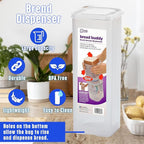 Buddeez Bread Buddy Airtight Bread Storage Container- Slice by Slice Dispensing Design - Perfect Pantry Organizer - White Lid Pack of 2