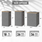 BALEINE Laundry Hamper with Lid, Tall Laundry Baskets with Bamboo Pull Handles, Large Laundry Bin with Internal Support (18 Gal/70L, Pink)