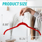 30 Pack Velvet Hangers – Non-Slip Slim Clothes Hangers with 360° Swivel Hook, Heavy Duty Flocked Shirt Hangers for Dresses, Suits, Blouses, Coats(Red)