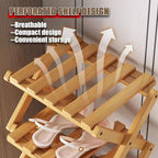 The 9-Tier No-Assembly Bamboo Rack, Foldable Space-Saving Organizer for Shoes, No Assembly Narrow Shoe Shelf for Entryway Closet Dorm (Brown, 2)