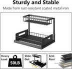 Under Sink Organizers and Storage 2 Tier Slide Out Kitchen Cabinet Organizer Sturdy Metal Bathroom Storage (Black, 1 Pack)