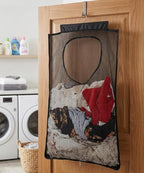 ALYER Breathable Mesh Laundry Hamper,Foldable Hanging Closet Storage Basket,Portable Space Saving Dirty Clothes Bag (Black)