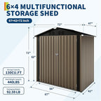 6X4 FT Outdoor Storage Shed, Galvanized Steel Outdoor Storage Shed, 130 Cu Ft Weather Resistant Garden Tool Sheds with Door & Sloped Roof, Multi-Use Shed for Bikes, Ladders