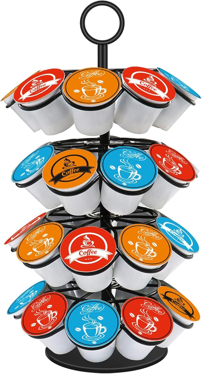 Coffee Pod Carousel Holder,Compatible with K-Cups Organizer Compatible with 36 Cup Pods,Spins 360-Degrees