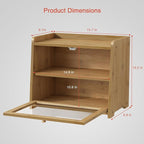 Bamboo Bread Box for Kitchen Countertop, Wooden Kitchen Counter Organizers and Storage for Bread, Coffee, Spices, Snacks, Wood Vintage Breadbox Container for Cabinet, Bedroom, Bathroom