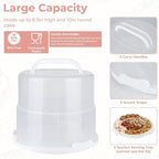 Foldable Cake Carrier with Portable Insulated Bag(Lightweight), Plate Stacker and Non-slip Silicone Trivet Mats, Holds up to 8.5in High and 10in Round Cake or 2pcs 9in Pies
