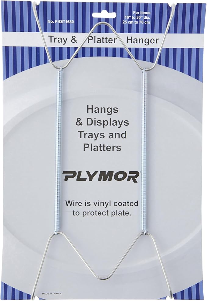 Plymor Stainless Steel Wall Mountable Tray and Platter Hanger, 14.25" H x 6.5" W x 0.875" D (for Trays or Platters 16" - 30"), Pack of 2