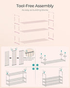 SONGMICS Shoe Rack, 3-Tier Shoe Organizer, Metal Storage Shelf, Upright or Upside Down, for 16-20 Pairs, Stackable, for Entryway, 11.8 x 36.2 x 21.7 Inches, Jelly Pink ULSA303S01