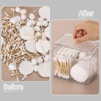 Tbestmax Qtip Holder Dispenser 3-Section Clear Bathroom Organizer Jar 3 Grids Cotton Swab/Pad/Ball Holder Container Cosmetics Storage for Vanity