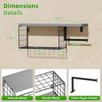 VITVITI Toilet Paper Holder with Shelf, Wall Mounted Toilet Paper Storage Basket, Wood Metal Toilet Roll and Wipes Holder for Bathroom Farmhouse (Gray)