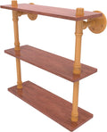 Allied Brass P-490-16-TWS-GLY Pipeline Collection 16 Inch Ironwood Triple Shelf, Golden Yellow