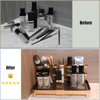 YUPER Corner Bathroom Countertop Organizer, Perfume Tray, Coffee Counter Shelf, Skincare Makeup Cosmetic Vanity Organizers, Bathroom Organizers and Storage Countertop with Brush Holders