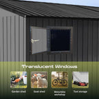 12' x 8' XL Outdoor Storage Shed, Sturdy Metal Building w/Floor and Operable Window for Garden, Backyard, Poolside and Lawn, Grey